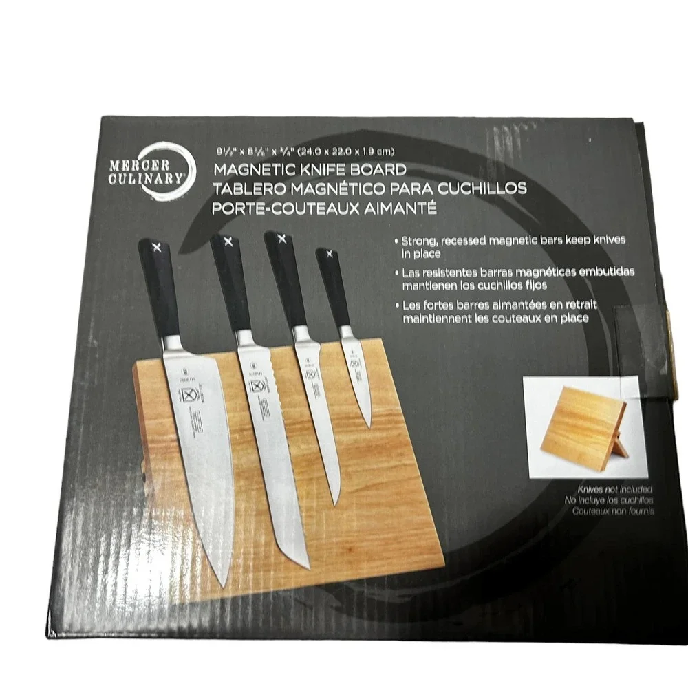 Mercer Culinary Magnetic Bar Block‎ FOR Knives Real Acacia Wood